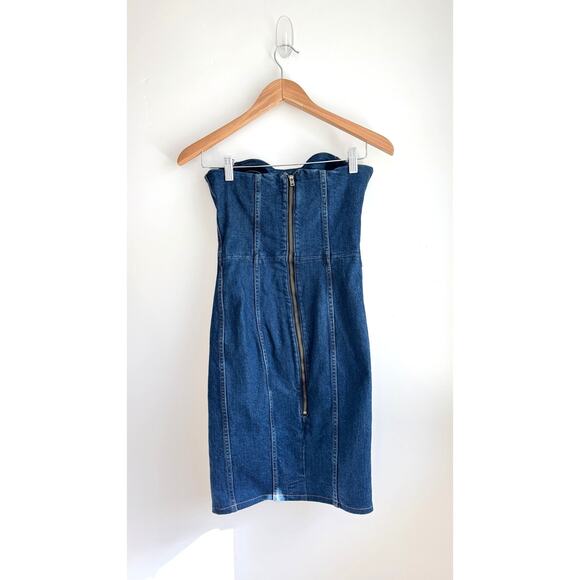 Veronica Beard Liza Strapless Denim Midi Dress Dark Stone Size 0 NWT - Picture 4 of 12
